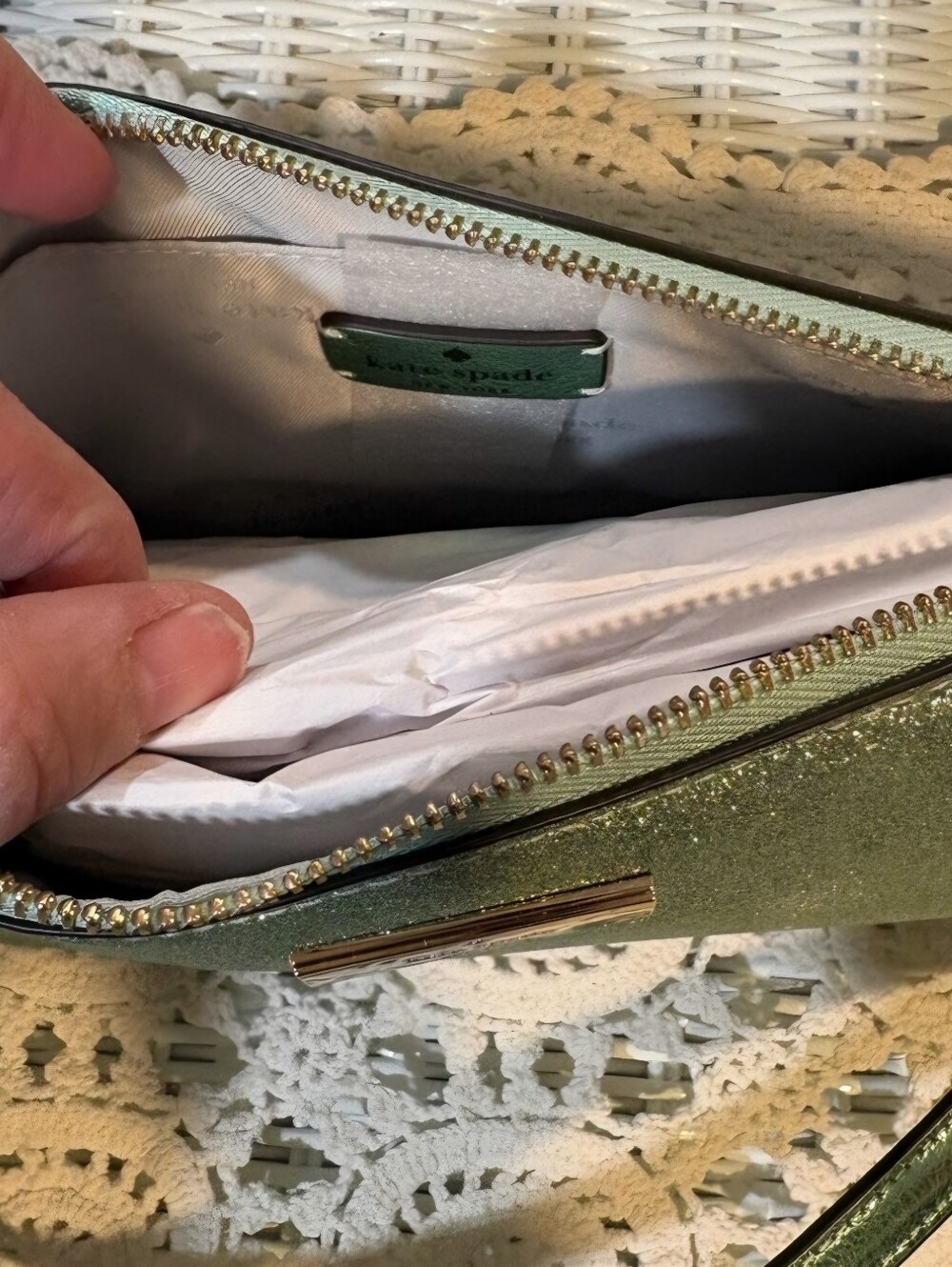 Kate Spade Metallic Green Glitter Bag - Picture 11 of 16